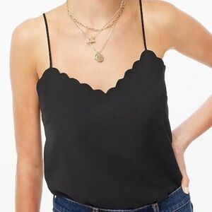 J.Crew Black Scalloped V-Neck Camisole Tank Top black 10